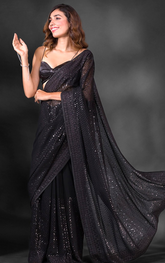 Black Sequin Saree